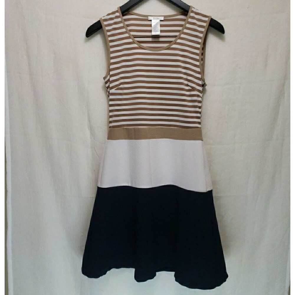 Esley Dress Womens Small S Striped Colorblock Fit & Flare Sleeveless Side Zipper